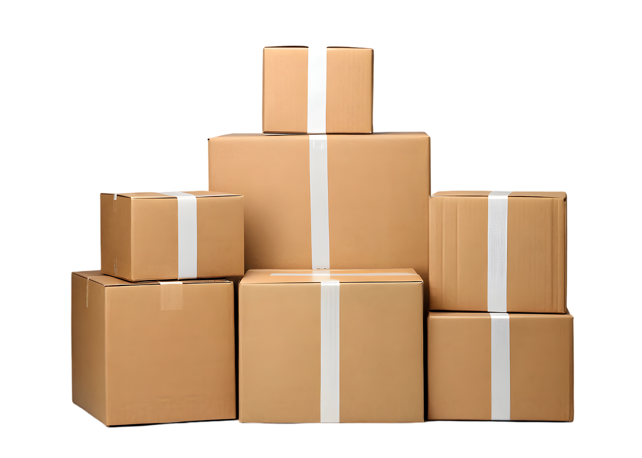 cardboard boxes stack brown